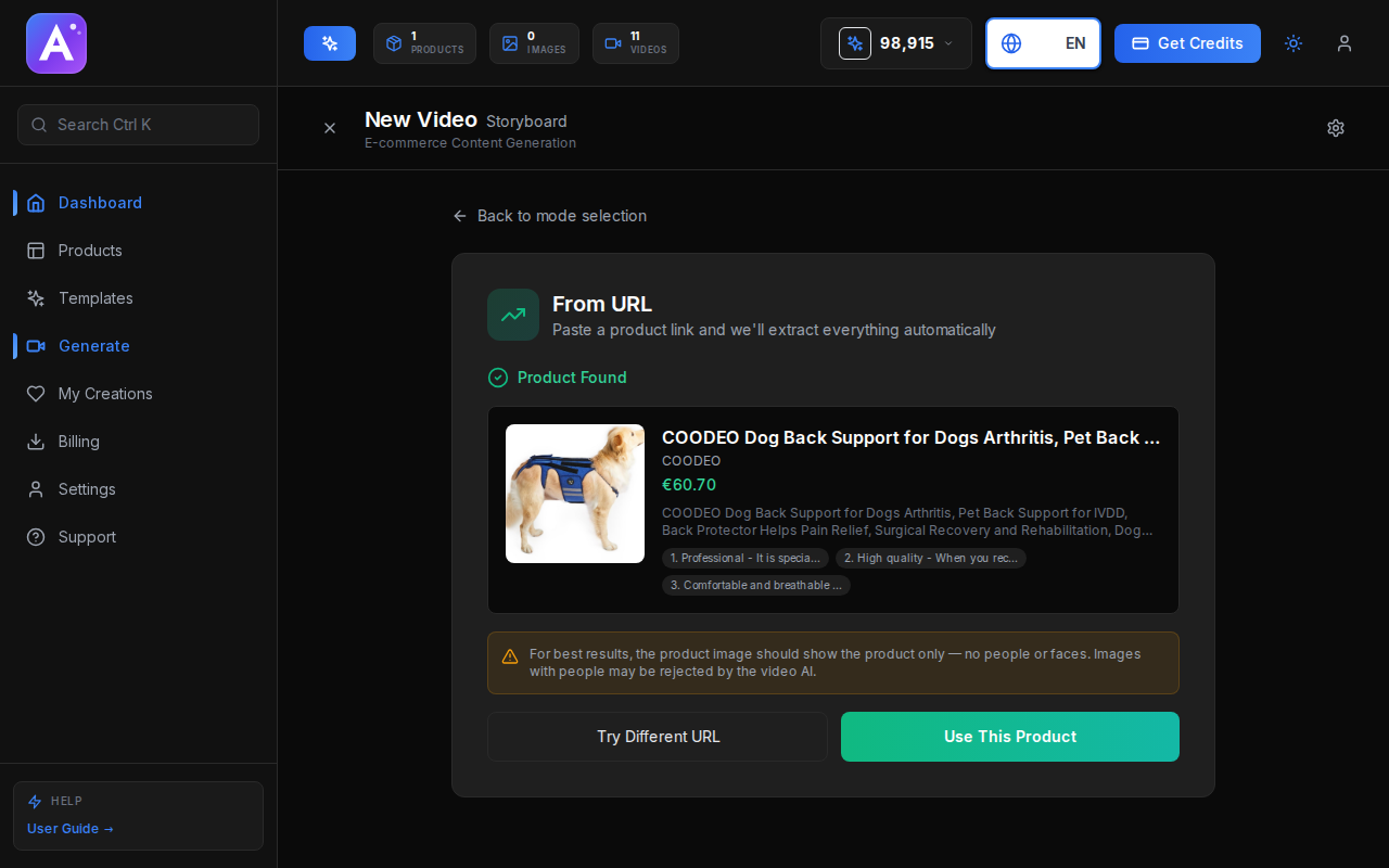 Product auto-imported